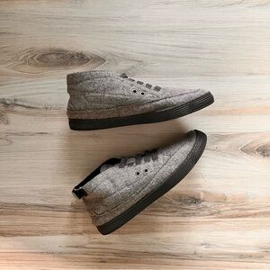 Gray wool indoor/outdoor slippers